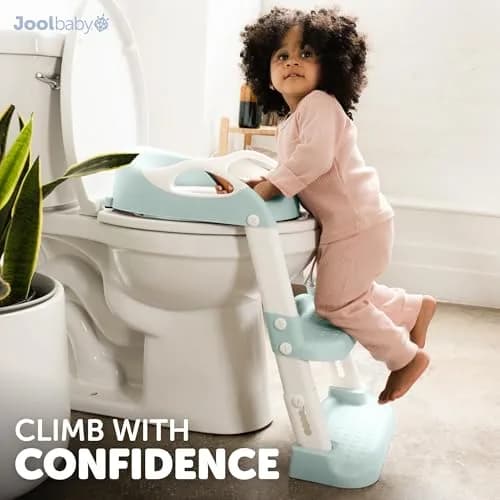 Jool Baby Potty Training Seat with 2 Step Ladder | Adjustable Height, Splash Guard, Foldable (Aqua) thumbnail 6