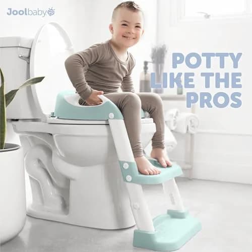 Jool Baby Potty Training Seat with 2 Step Ladder | Adjustable Height, Splash Guard, Foldable (Aqua) thumbnail 4