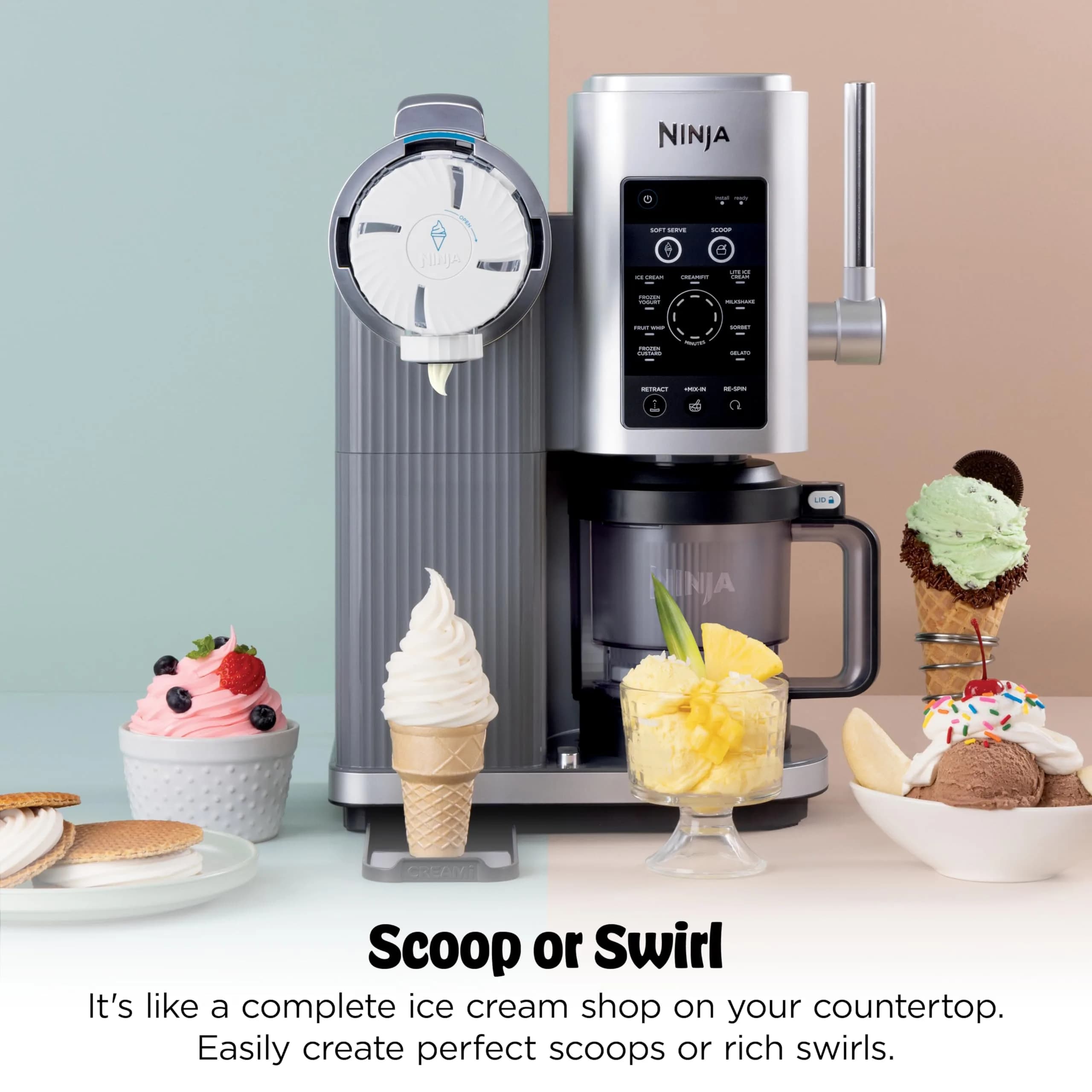 Ninja CREAMi Scoop & Swirl 13-in-1 Ice Cream and Soft Serve Maker NC701 | 16 oz (473 ml) Capacity - view 5