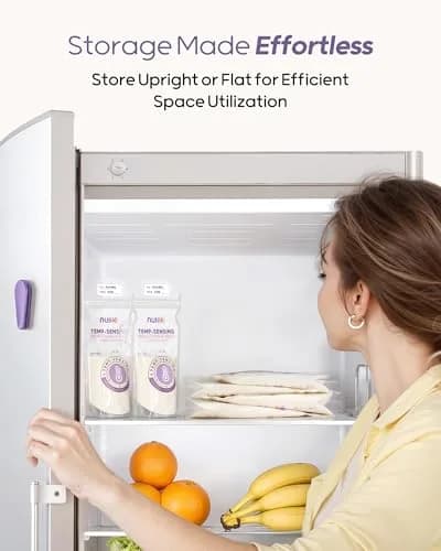 Nuliie Temp-Sensing Breastmilk Storage Bags 150 Count (6oz/177ml) | BPA-Free, Leak-Proof, Double Zipper with Magnetic Clip thumbnail 6