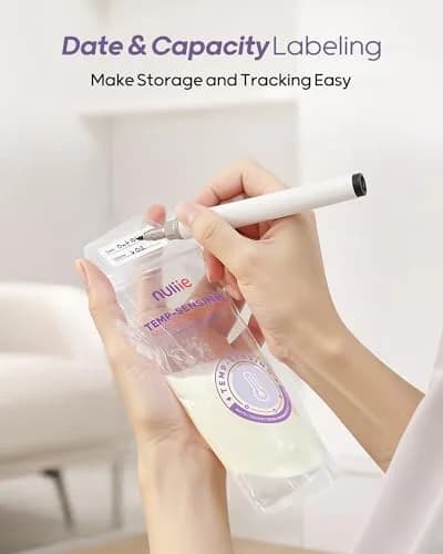 Nuliie Temp-Sensing Breastmilk Storage Bags 150 Count (6oz/177ml) | BPA-Free, Leak-Proof, Double Zipper with Magnetic Clip thumbnail 7