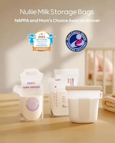 Nuliie Temp-Sensing Breastmilk Storage Bags 150 Count (6oz/177ml) | BPA-Free, Leak-Proof, Double Zipper with Magnetic Clip thumbnail 2