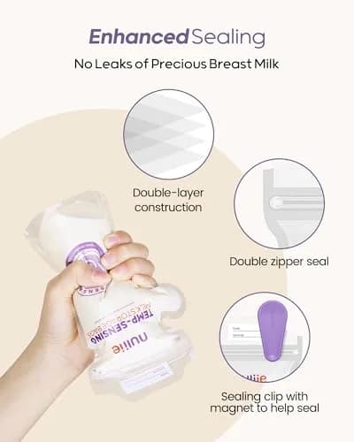 Nuliie Temp-Sensing Breastmilk Storage Bags 6oz (177ml) | BPA-Free, Leak-Proof, 60 Count thumbnail 4