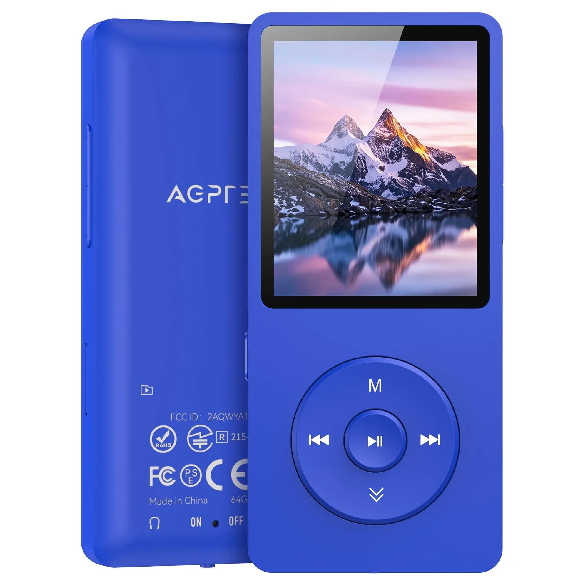 AGPTEK A02S MP3 Player 64GB Deep Blue | 70-Hour Playback Lossless Sound - main product image