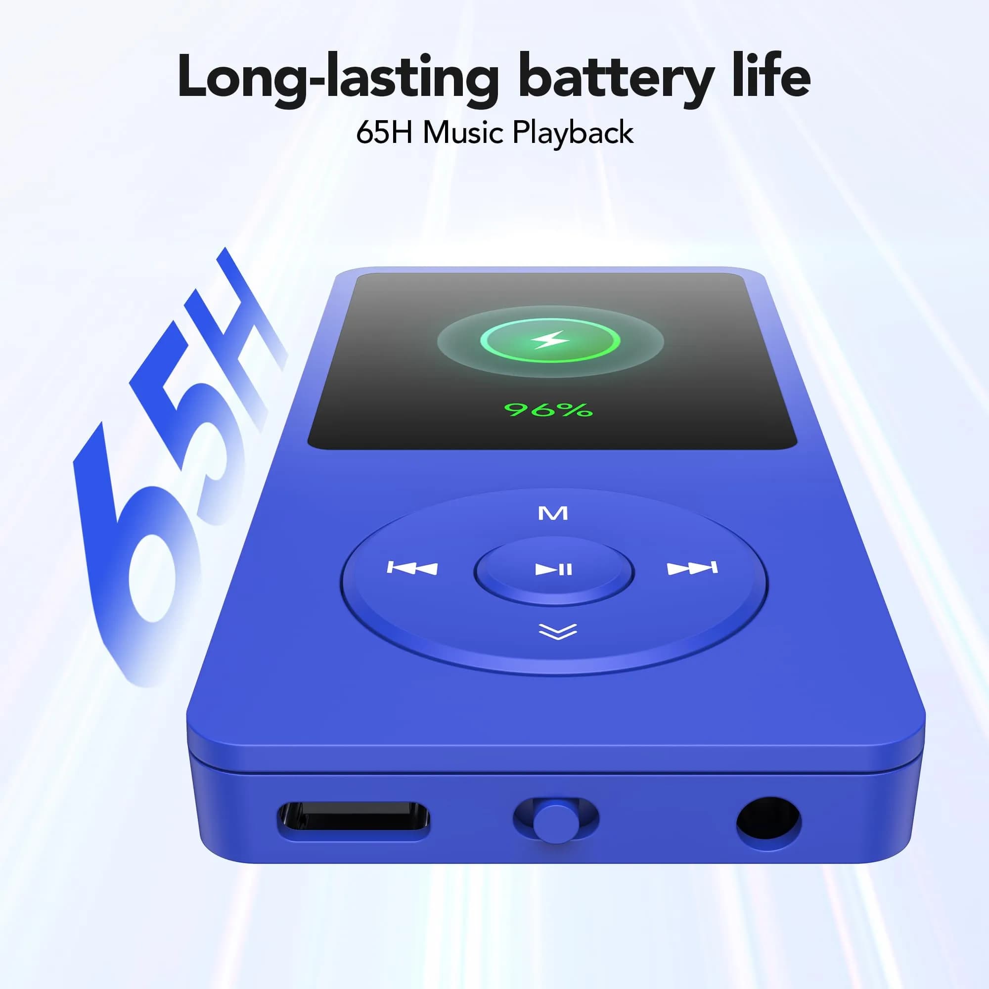 AGPTEK A02S MP3 Player 64GB Deep Blue | 70-Hour Playback Lossless Sound - view 3