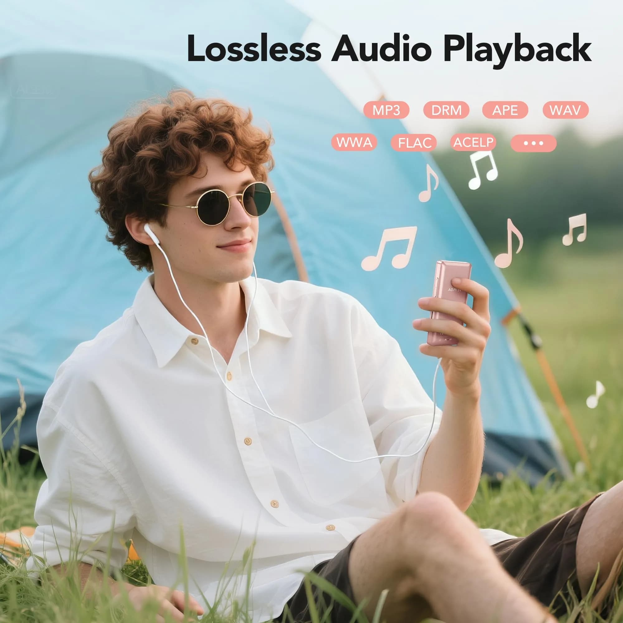 AGPTEK A02S MP3 Player 64GB Rose Gold | 70-Hour Playback Lossless Sound - view 2