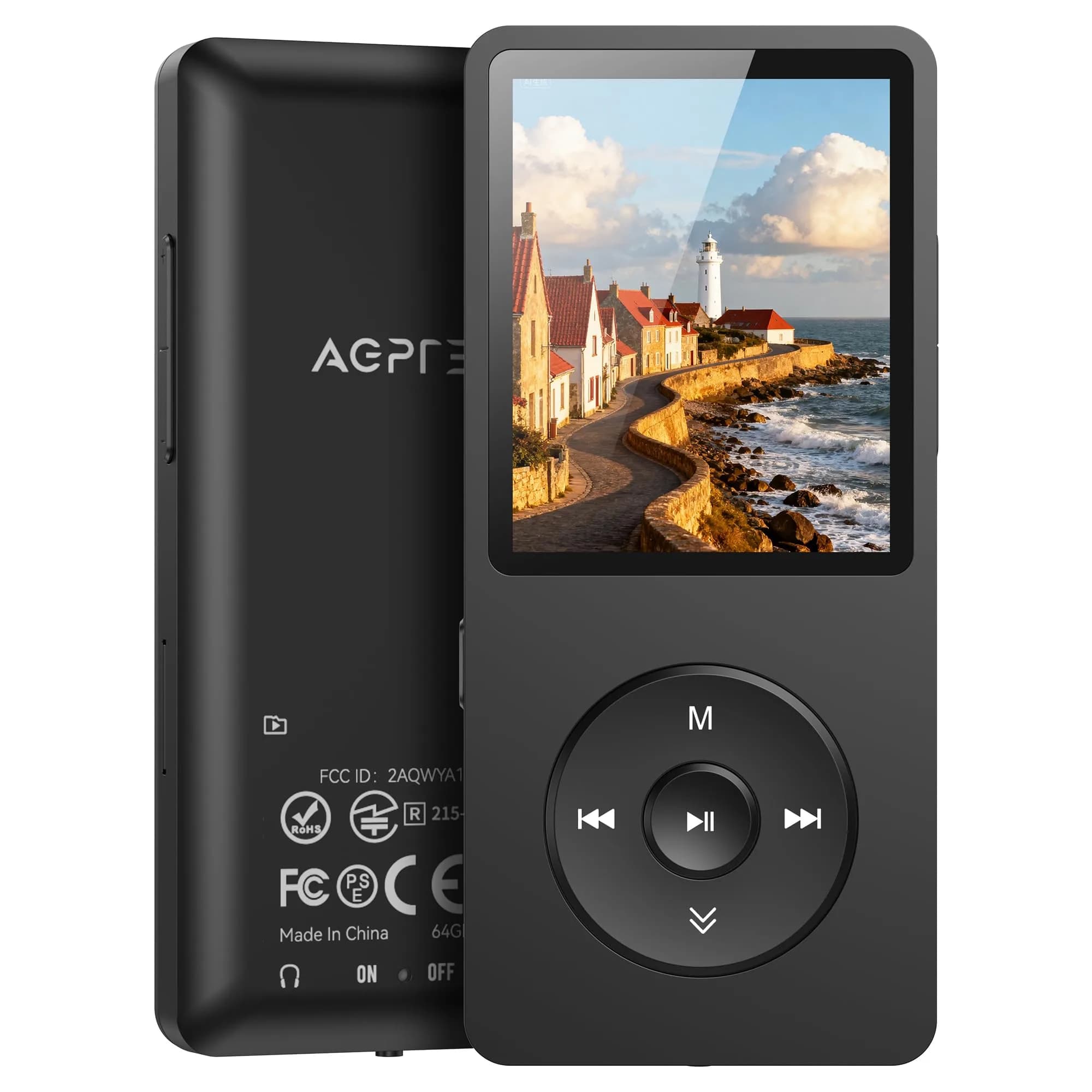 AGPTEK A02S MP3 Player 64GB Black | 70-Hour Playback Lossless Sound - main product image