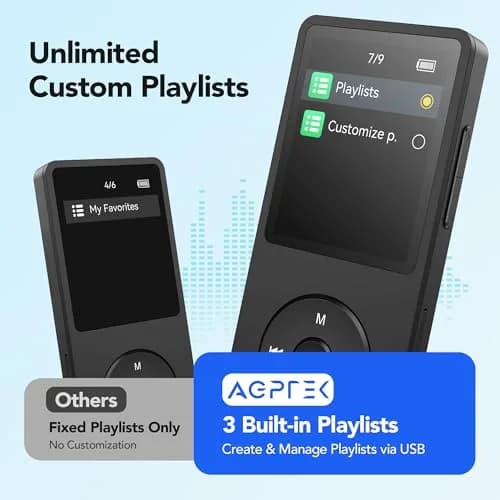 AGPTEK A02PL MP3 Player 64GB | 65 Hours Playback, Black thumbnail 7