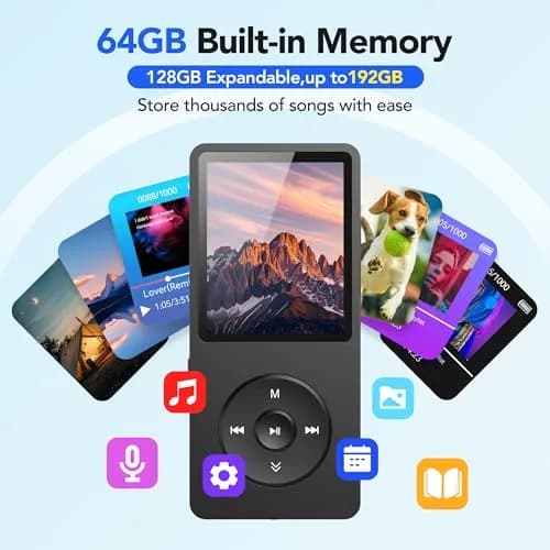 AGPTEK A02PL MP3 Player 64GB | 65 Hours Playback, Black thumbnail 3