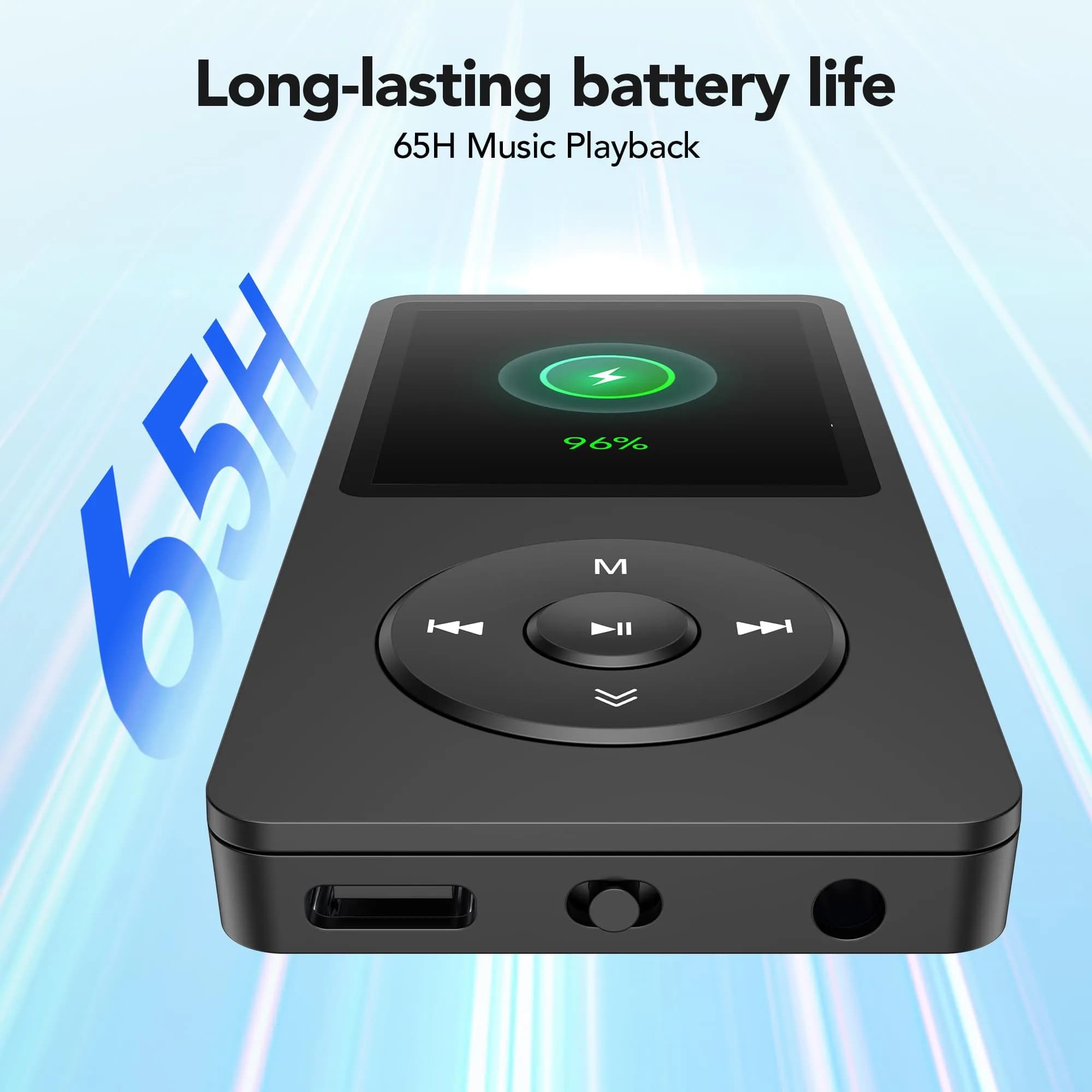 AGPTEK A02S MP3 Player 64GB Black | 70-Hour Playback Lossless Sound - view 4