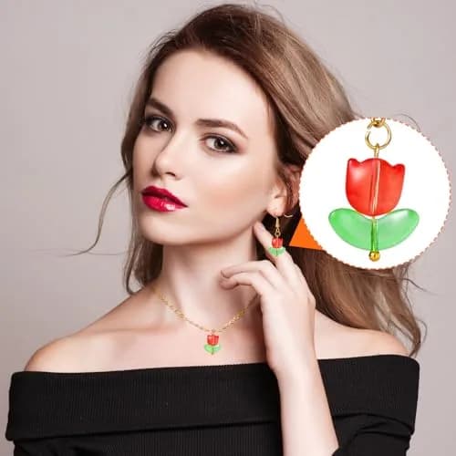 PAGOW 120pcs Tulip Flower Glass Beads | Colorful Czech Handcrafted Loose Glass Beads for Jewelry thumbnail 7