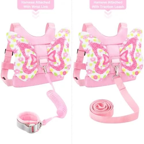 Accmor Butterfly Toddler Harness Leash with Wrist Link (Mini, Light Pink/Love) | 3-in-1 Safety & Independence thumbnail 4