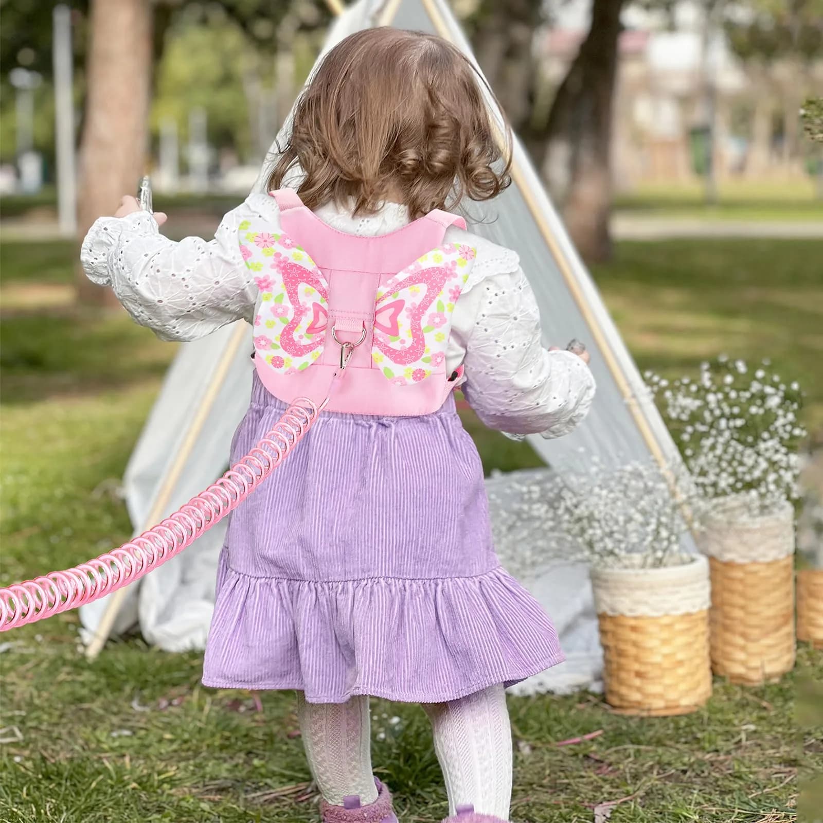 Accmor Butterfly Toddler Harness Leash with Wrist Link (Mini, Light Pink/Love) | 3-in-1 Safety & Independence - view 5