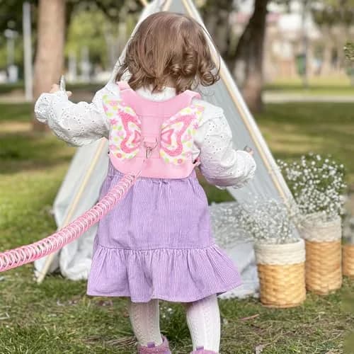 Accmor Butterfly Toddler Harness Leash with Wrist Link (Mini, Light Pink/Love) | 3-in-1 Safety & Independence thumbnail 5