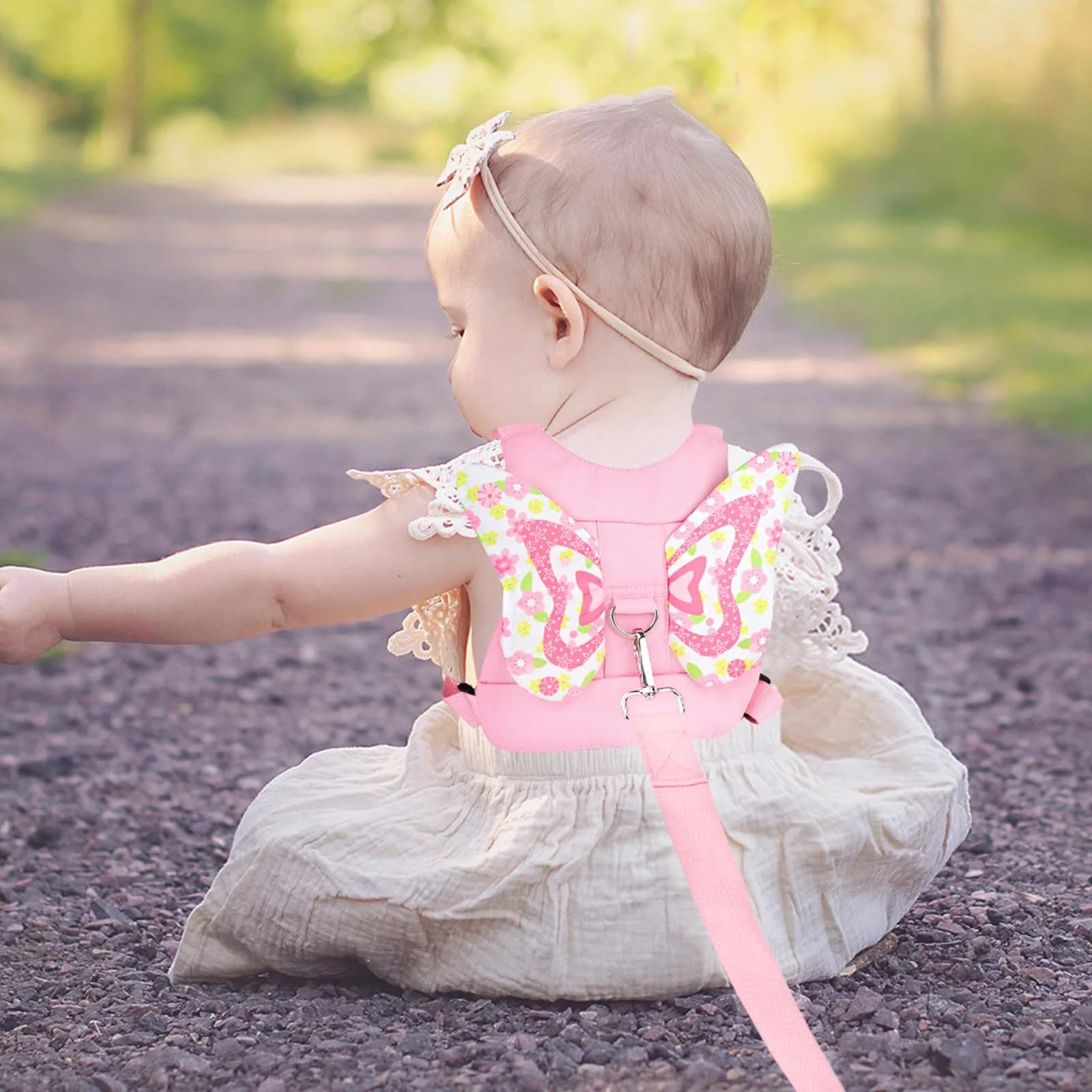 Accmor Butterfly Toddler Harness Leash with Wrist Link (Mini, Light Pink/Love) | 3-in-1 Safety & Independence - view 6