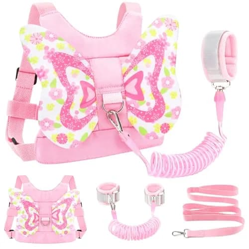 Accmor Butterfly Toddler Harness Leash with Wrist Link (Mini, Light Pink/Love) | 3-in-1 Safety & Independence thumbnail 1