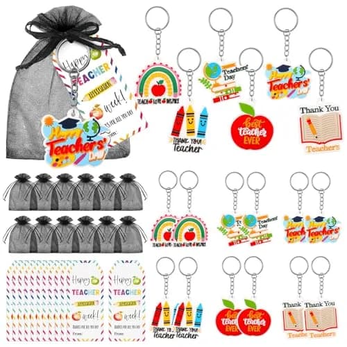 Sureio Teacher Appreciation Gifts Set | 12 Silicone Keychains & Motivational Cards for Women thumbnail 1