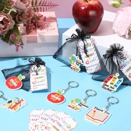 Sureio Teacher Appreciation Gifts Set | 12 Silicone Keychains & Motivational Cards for Women thumbnail 6