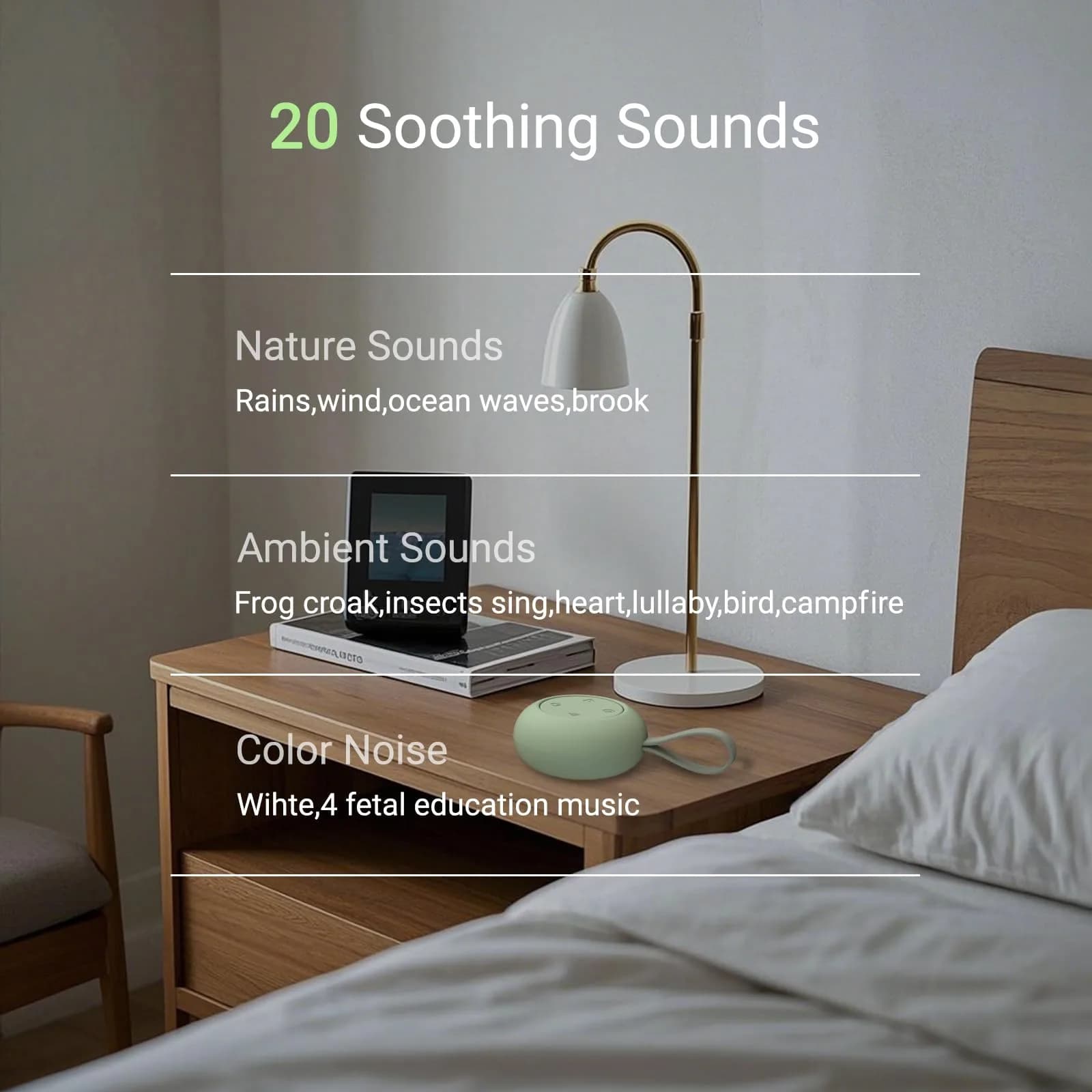 jaroco Portable Baby Sound Machine in Refreshing Mint | 12 Soothing Sounds for Sleep - view 2