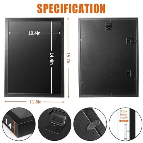 tutata 12x16 Pin Display Case Wall Mount Shadow Box | Holds 80 Pins, Durable Fiberboard, Black thumbnail 4