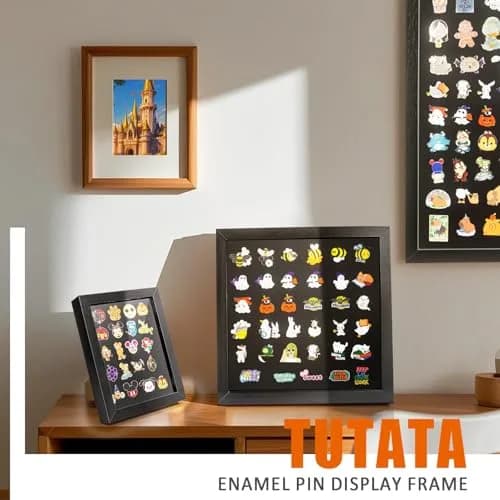 tutata 12x16 Pin Display Case Wall Mount Shadow Box | Holds 80 Pins, Durable Fiberboard, Black thumbnail 7
