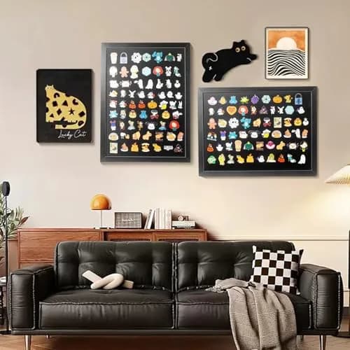 tutata 12x16 Pin Display Case Wall Mount Shadow Box | Holds 80 Pins, Durable Fiberboard, Black thumbnail 3