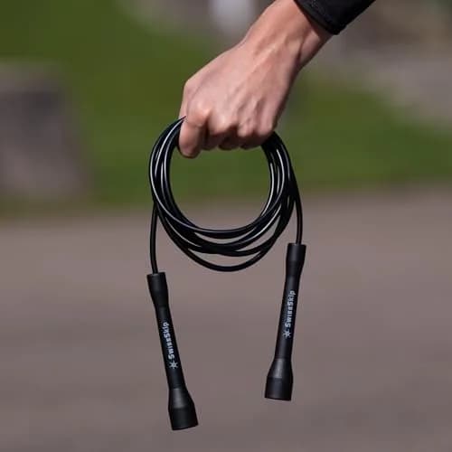 SwissSkip Speed Jump Rope by Dayan Kolev | Adjustable PVC Skipping Rope for Fitness & Cardio (Black, 120in) thumbnail 2