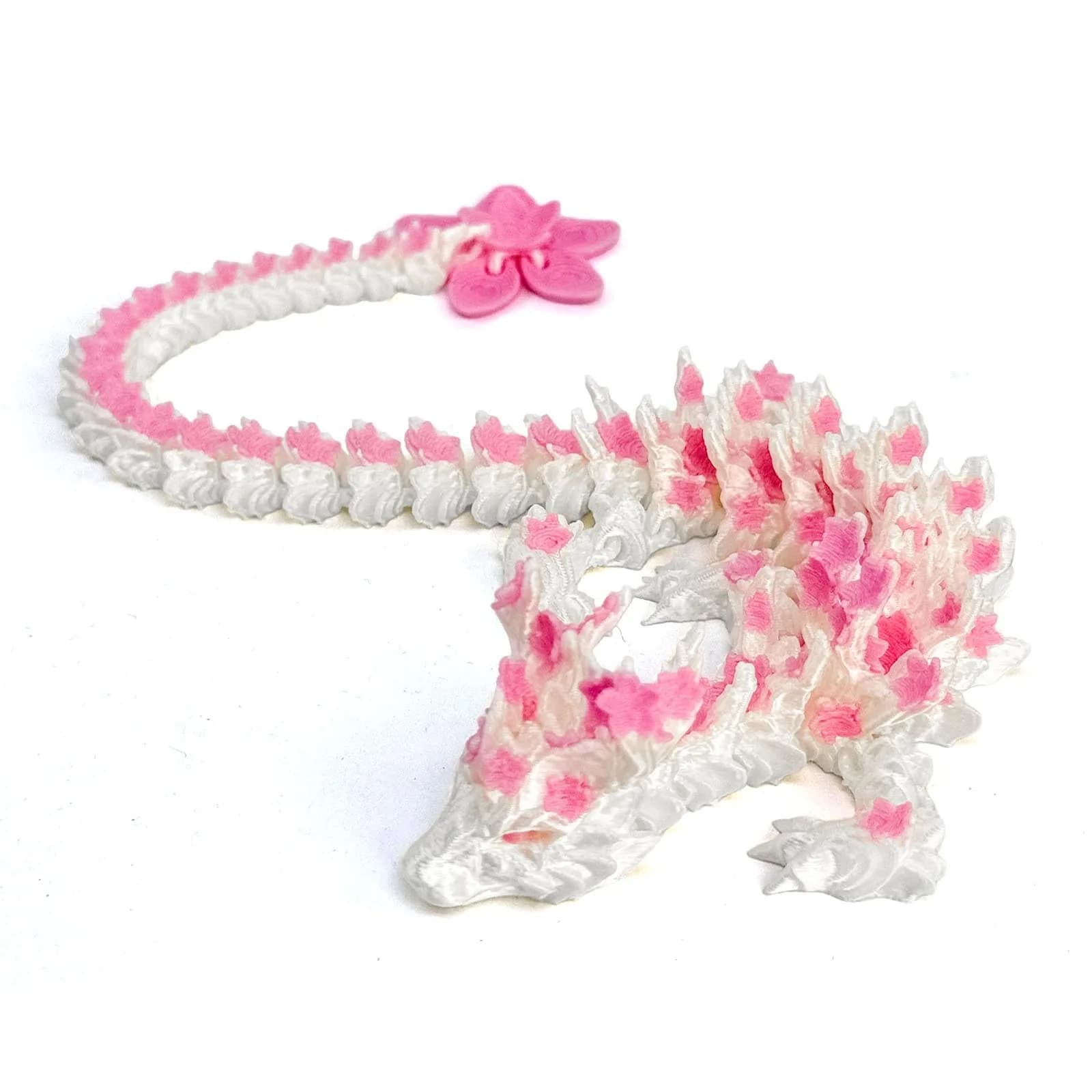 SGYYSG 3D Printed Articulated Dragon Toy, 12 Inch Cherry Blossom Crystal Dragon | Fantasy Collectible with Glow Effect