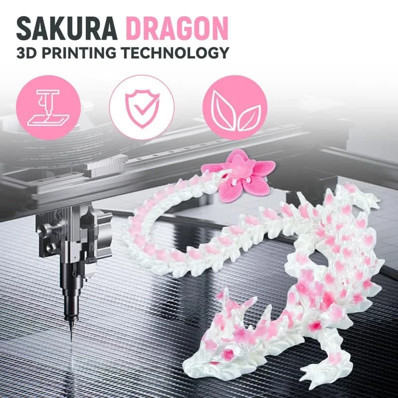 SGYYSG 3D Printed Articulated Dragon Toy, 12 Inch Cherry Blossom Crystal Dragon | Fantasy Collectible with Glow Effect thumbnail 6