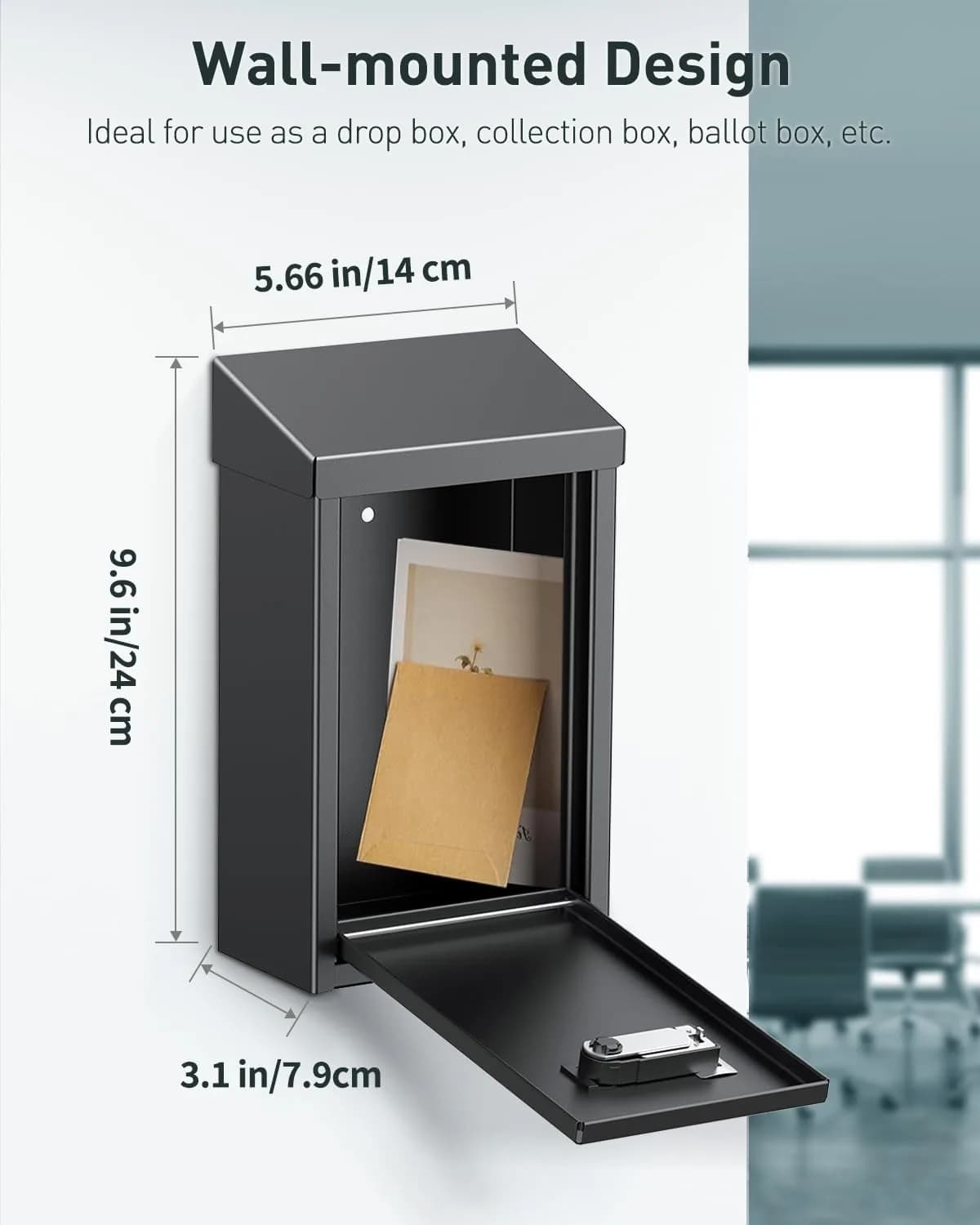 Uniclife Combination Lock Wall Mounted Mailbox with Dual Slots 23.4cm (9.3in) Width | Secure Drop Box for Outside - view 5