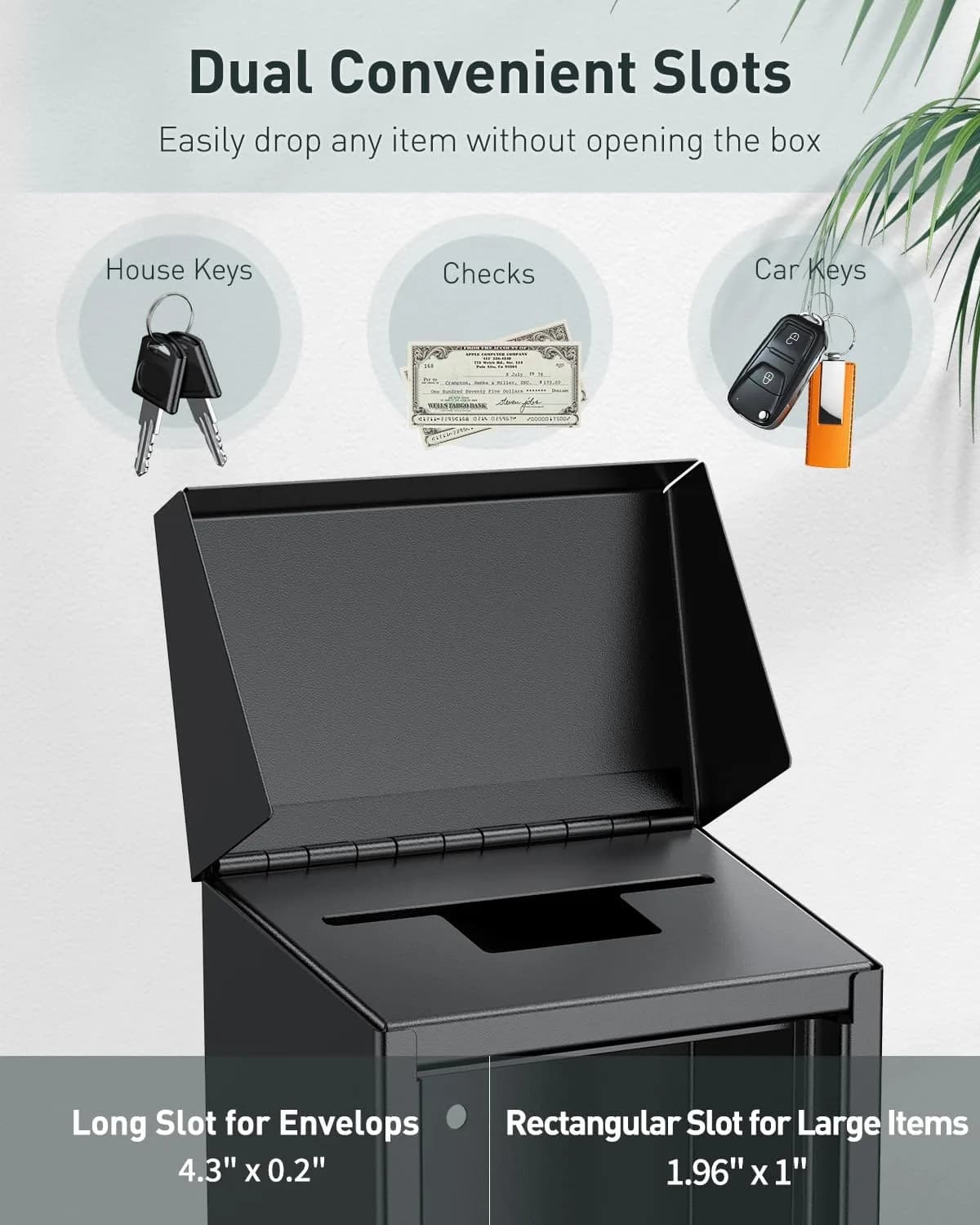 Uniclife Combination Lock Wall Mounted Mailbox with Dual Slots 23.4cm (9.3in) Width | Secure Drop Box for Outside - view 2