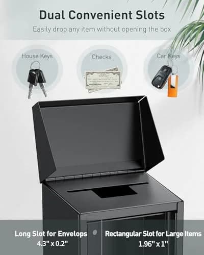 Uniclife Combination Lock Wall Mounted Mailbox with Dual Slots 23.4cm (9.3in) Width | Secure Drop Box for Outside thumbnail 2