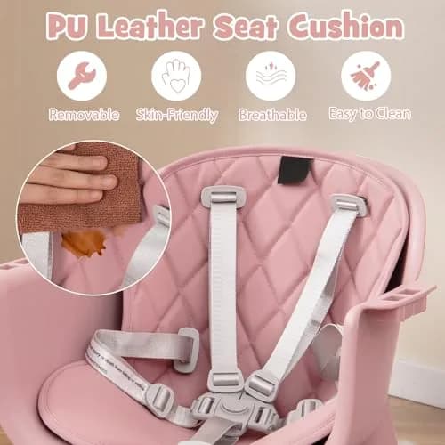 HONEY JOY 6-in-1 High Chair Pink | Convertible Baby & Toddler Feeding Chair thumbnail 6