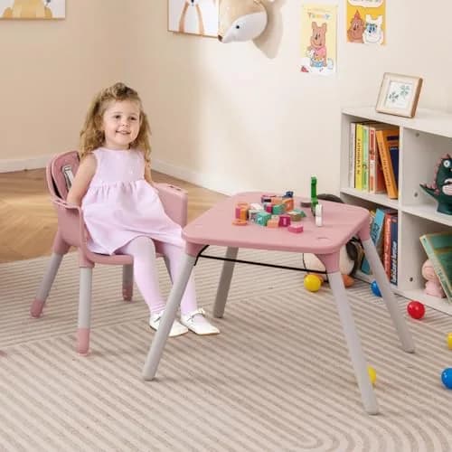 HONEY JOY 6-in-1 High Chair Pink | Convertible Baby & Toddler Feeding Chair thumbnail 9