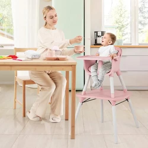 HONEY JOY 6-in-1 High Chair Pink | Convertible Baby & Toddler Feeding Chair thumbnail 2