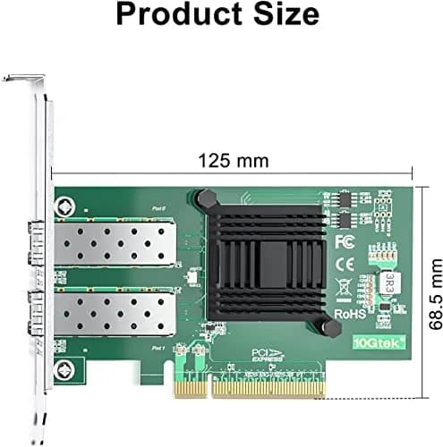10Gtek Dual SFP+ Port 10Gb PCI-E NIC Network Card with Intel 82599ES Controller, 2-Pack | Supports Windows Server, Linux, VMware thumbnail 4