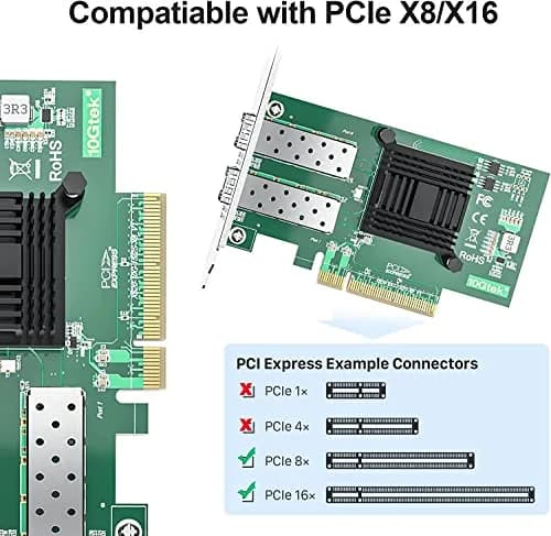 10Gtek Dual SFP+ Port 10Gb PCI-E NIC Network Card with Intel 82599ES Controller, 2-Pack | Supports Windows Server, Linux, VMware thumbnail 3