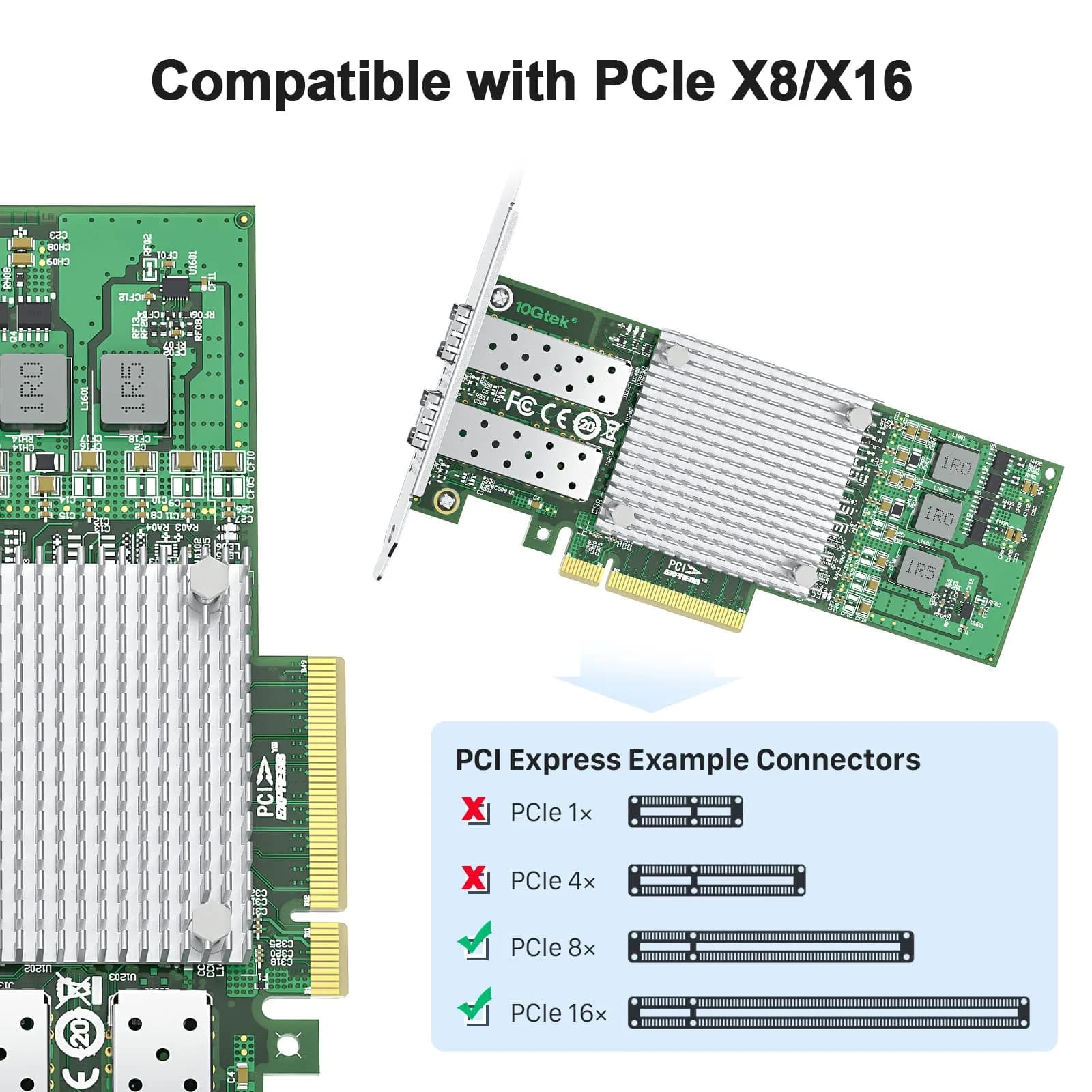 10Gtek 10Gb PCI-E NIC Network Card Dual SFP+ Port 2-Pack | Broadcom BCM57810S Chipset - view 2