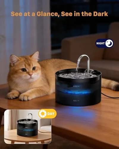 GIOTOHUN Cat Water Fountain 2L | Triple Filtration, LED Light, Ultra-Quiet Pump thumbnail 4