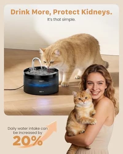 GIOTOHUN Cat Water Fountain 2L | Triple Filtration, LED Light, Ultra-Quiet Pump thumbnail 6