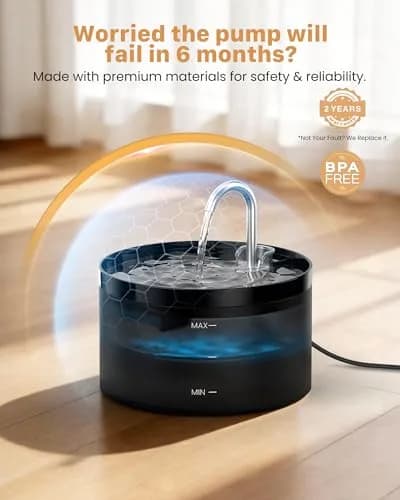 GIOTOHUN Cat Water Fountain 2L | Triple Filtration, LED Light, Ultra-Quiet Pump thumbnail 2