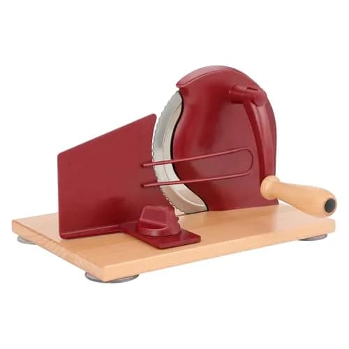CAWIU Red Manual Sourdough Bread Slicer 16.5cm (6.5 inch) Blade | Adjustable Thickness Cutter with Hand Crank thumbnail 1
