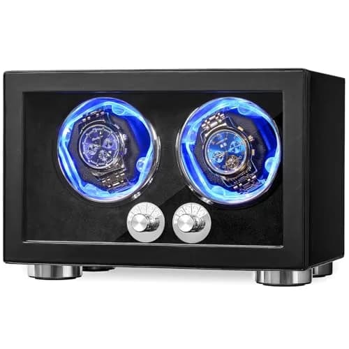 ANWBROAD Automatic Double Watch Winder Box 4 Mode | Quiet Motor, Vertical Winding, LED thumbnail 1