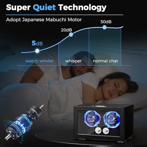 ANWBROAD Automatic Double Watch Winder Box 4 Mode | Quiet Motor, Vertical Winding, LED thumbnail 8