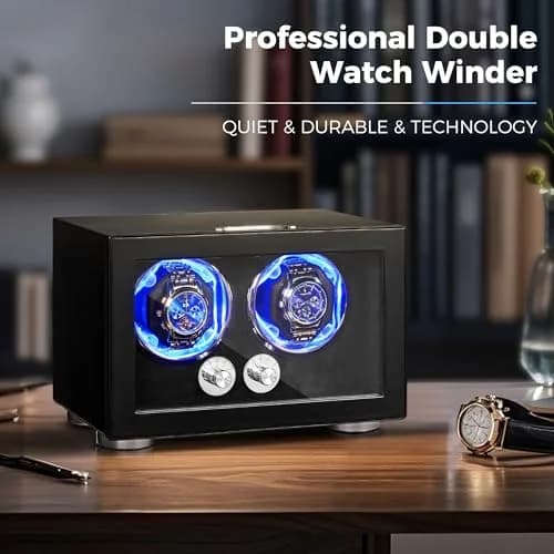 ANWBROAD Automatic Double Watch Winder Box 4 Mode | Quiet Motor, Vertical Winding, LED thumbnail 3