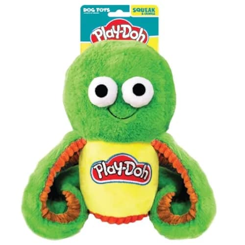 Hasbro 10in Dog Toy Play-Doh Squeak & Crunch Octopus Can - Green | Durable Fabric Dog Toy for Medium & Large Breeds thumbnail 1