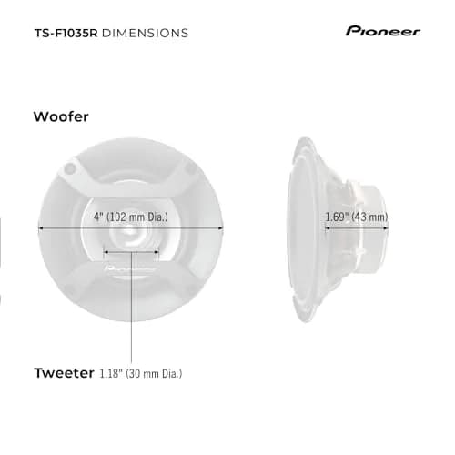 Pioneer TS-F1035R 4" 2-Way Coaxial Car Speakers 150W Max (Pair) thumbnail 6