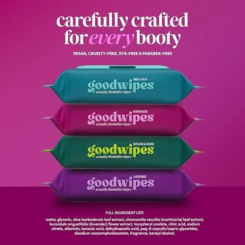goodwipes Flushable Wipes Rose Scent 50 Count (Pack of 6) | Septic Safe & Biodegradable Wet Wipes for Adults thumbnail 6