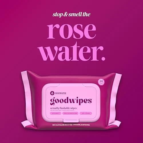 goodwipes Flushable Wipes Rose Scent 50 Count (Pack of 6) | Septic Safe & Biodegradable Wet Wipes for Adults thumbnail 7