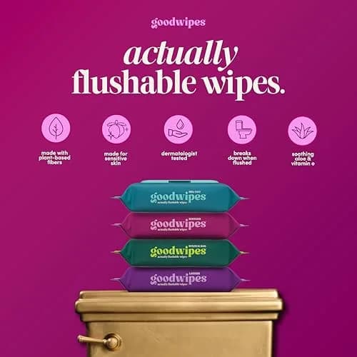 goodwipes Flushable Wipes Rose Scent 50 Count (Pack of 6) | Septic Safe & Biodegradable Wet Wipes for Adults thumbnail 2